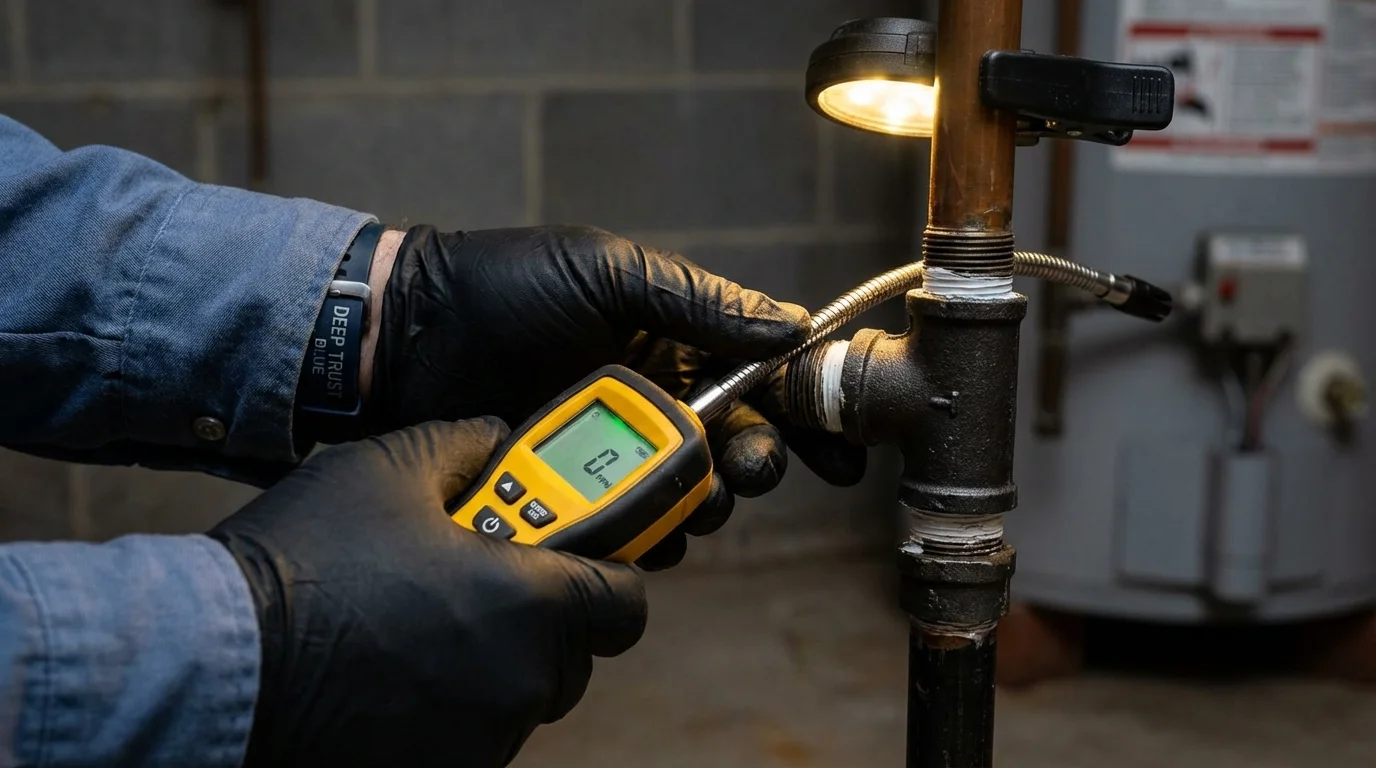 Gas leak detection with electronic sniffer by Johns Plumbing LLC in Arnold