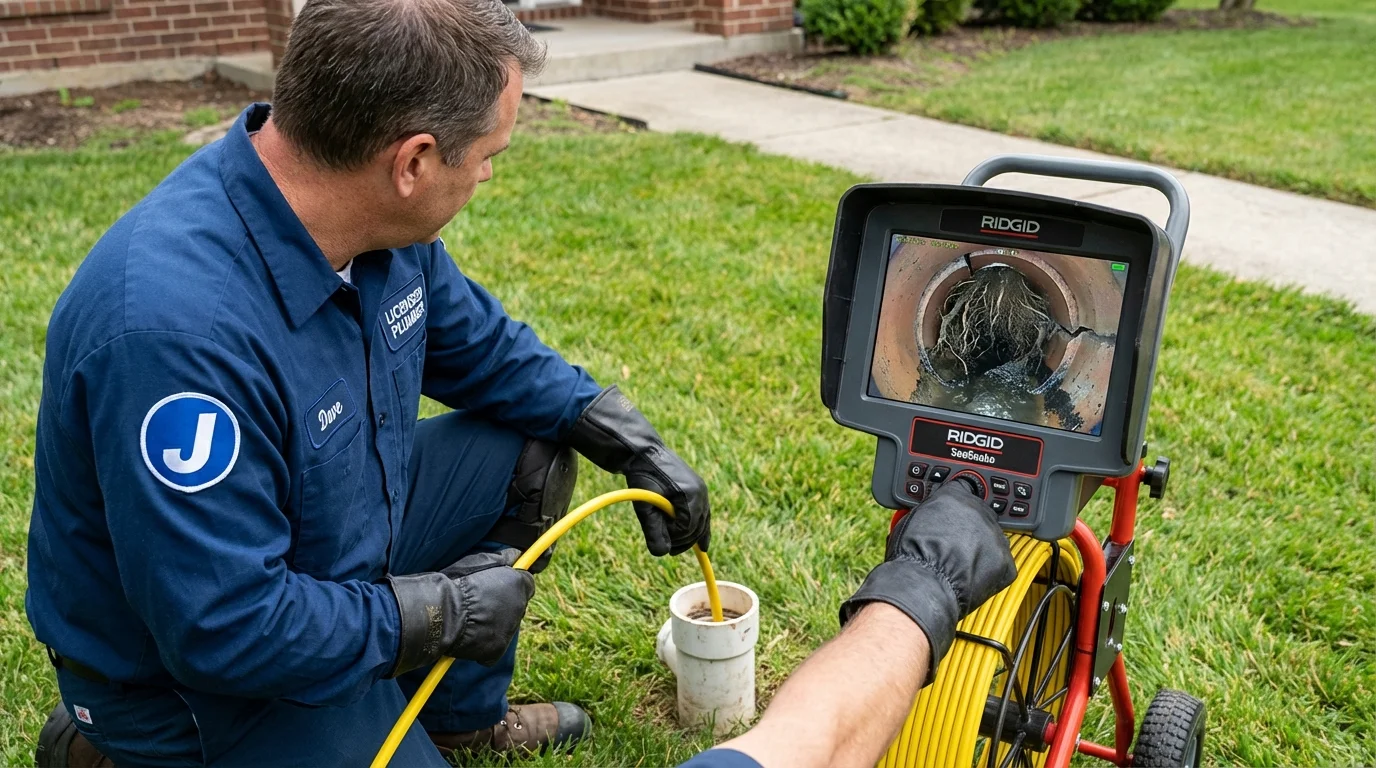 Sewer camera inspection being performed by Johns Plumbing LLC in Arnold